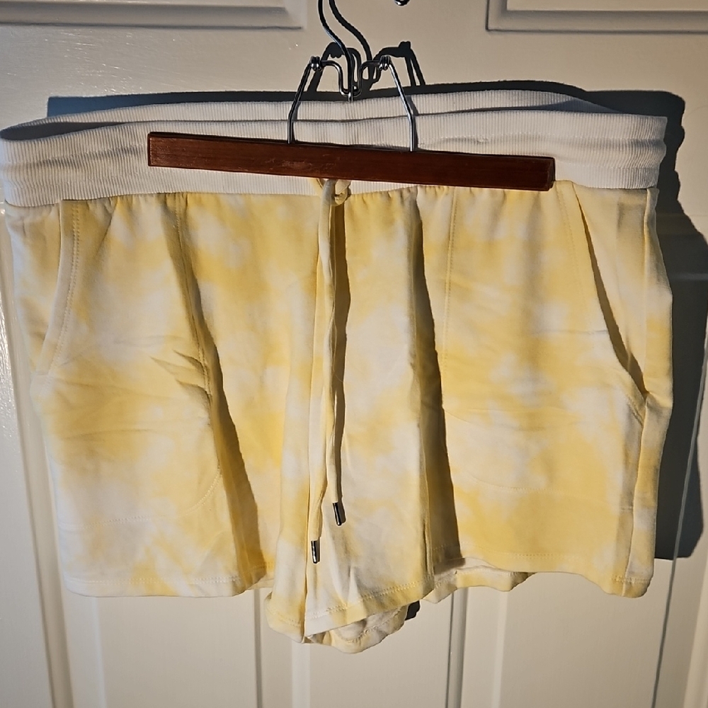 Stars Above Yellow Tie-Dye Athletic Shorts